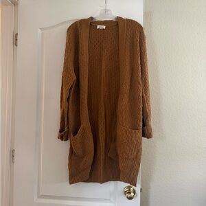 Pact Camel Open-Knit Cardigan